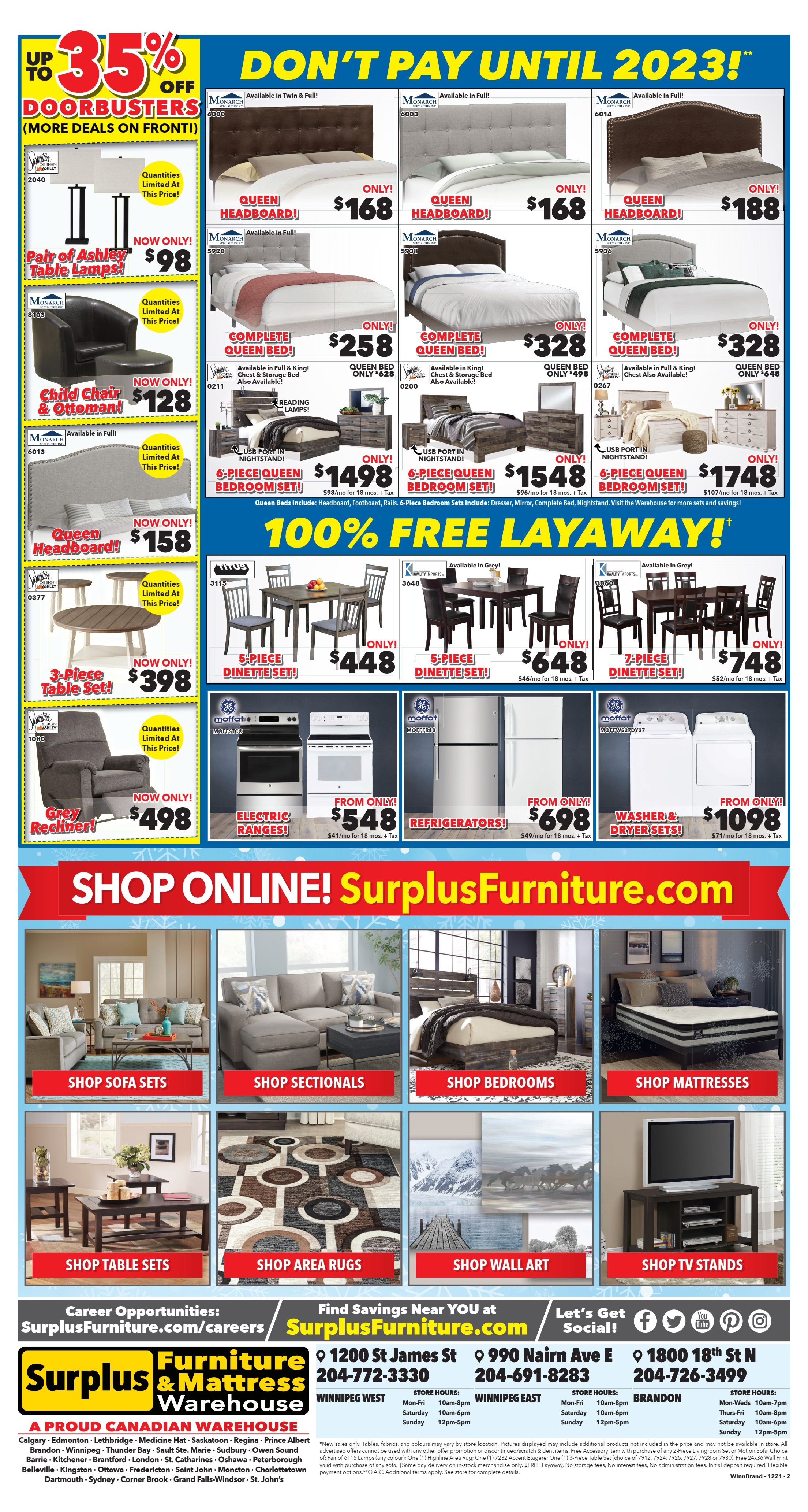 Surplus Furniture & Mattress Warehouse (Winnipeg) Flyer December 20 to January 2