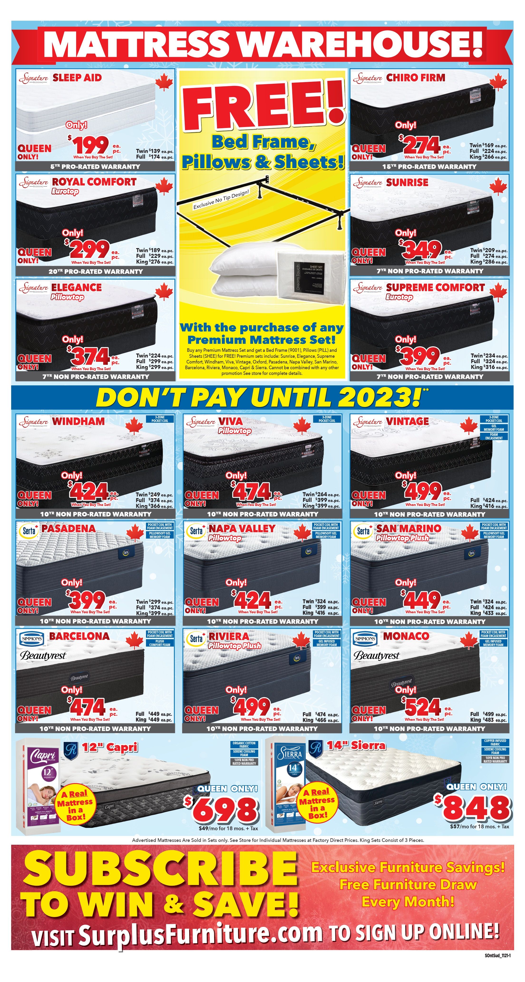 Surplus Furniture & Mattress Warehouse (Owen Sound) Flyer December 20 to January 2