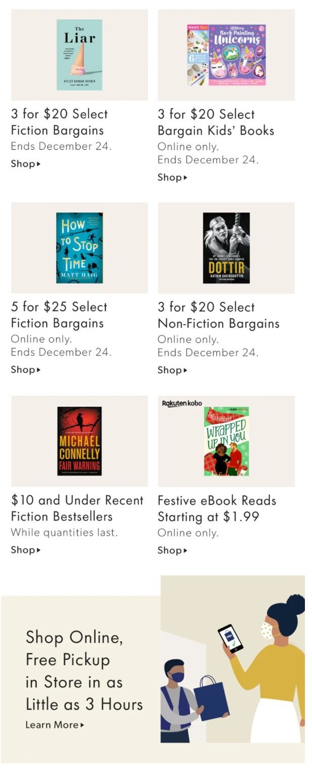 Chapters Indigo Online Deals of the Week December 20 to 26