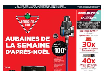 Canadian Tire (QC) Boxing Week Deals Flyer December 23 to 29, 2021