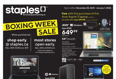 Staples 2021 Boxing Week Sale Flyer December 25 to January 1