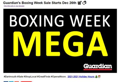 Guardian (Dartmouth Gate) Boxing Week Flyer December 26 to 31