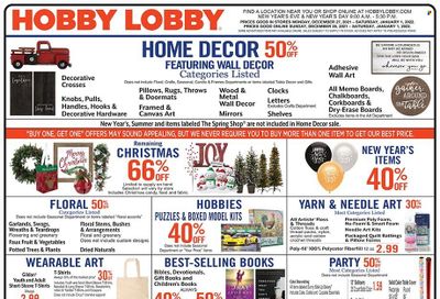 Hobby Lobby Weekly Ad Flyer December 27 to January 3