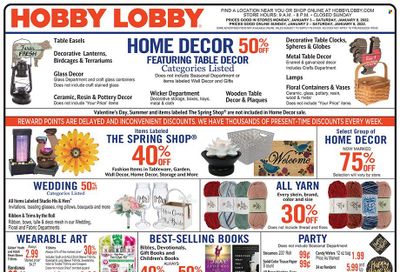 Hobby Lobby Weekly Ad Flyer January 3 to January 10