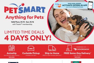 PetSmart 4-Days Only Flyer January 13 to 16