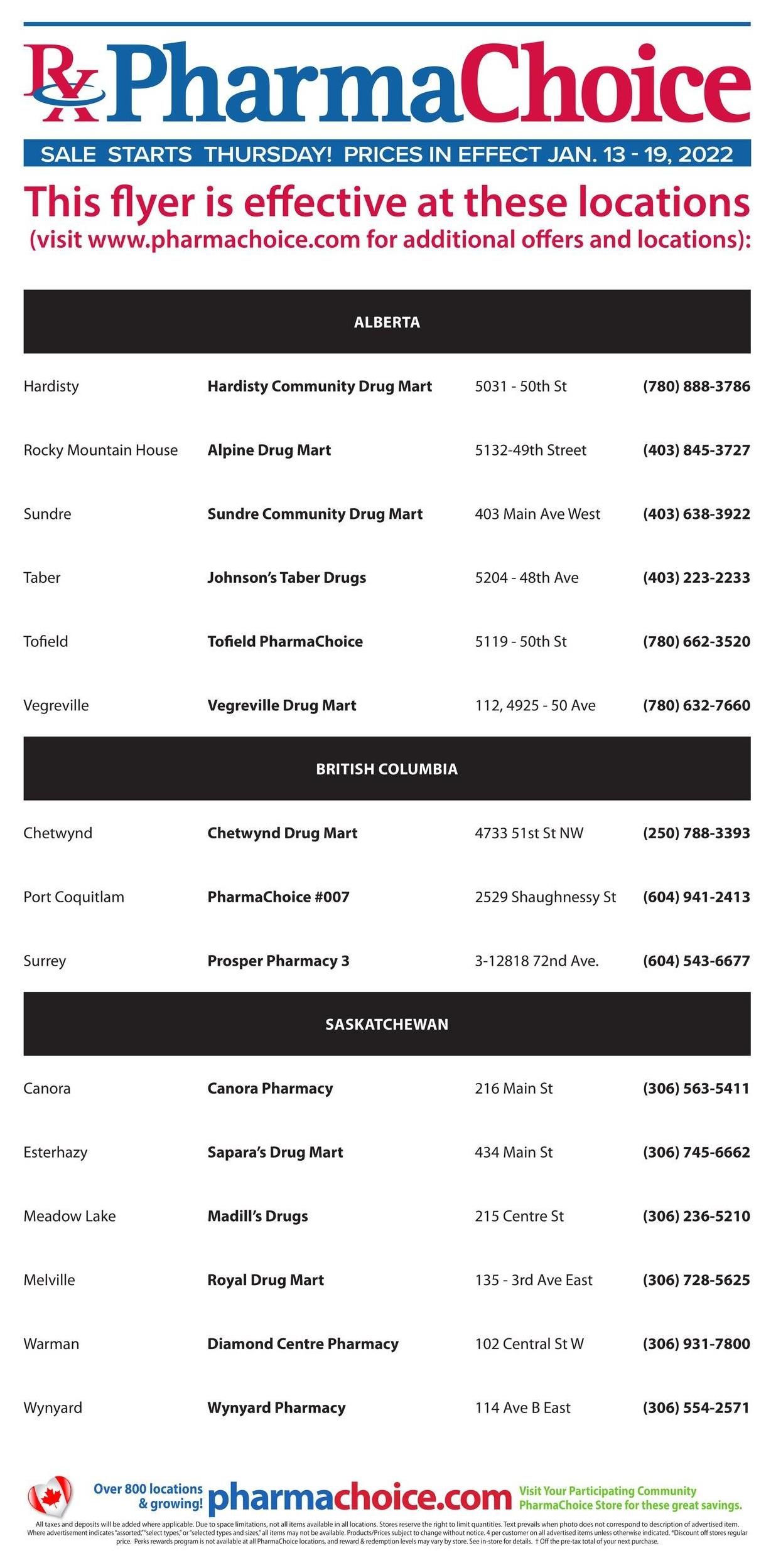PharmaChoice (BC, AB, SK & MB) Flyer January 13 to 19