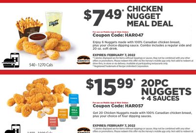 Harvey’s Canada Coupons (BC, SK, MB, Atlantic Canada exc. NFLD): until February 7
