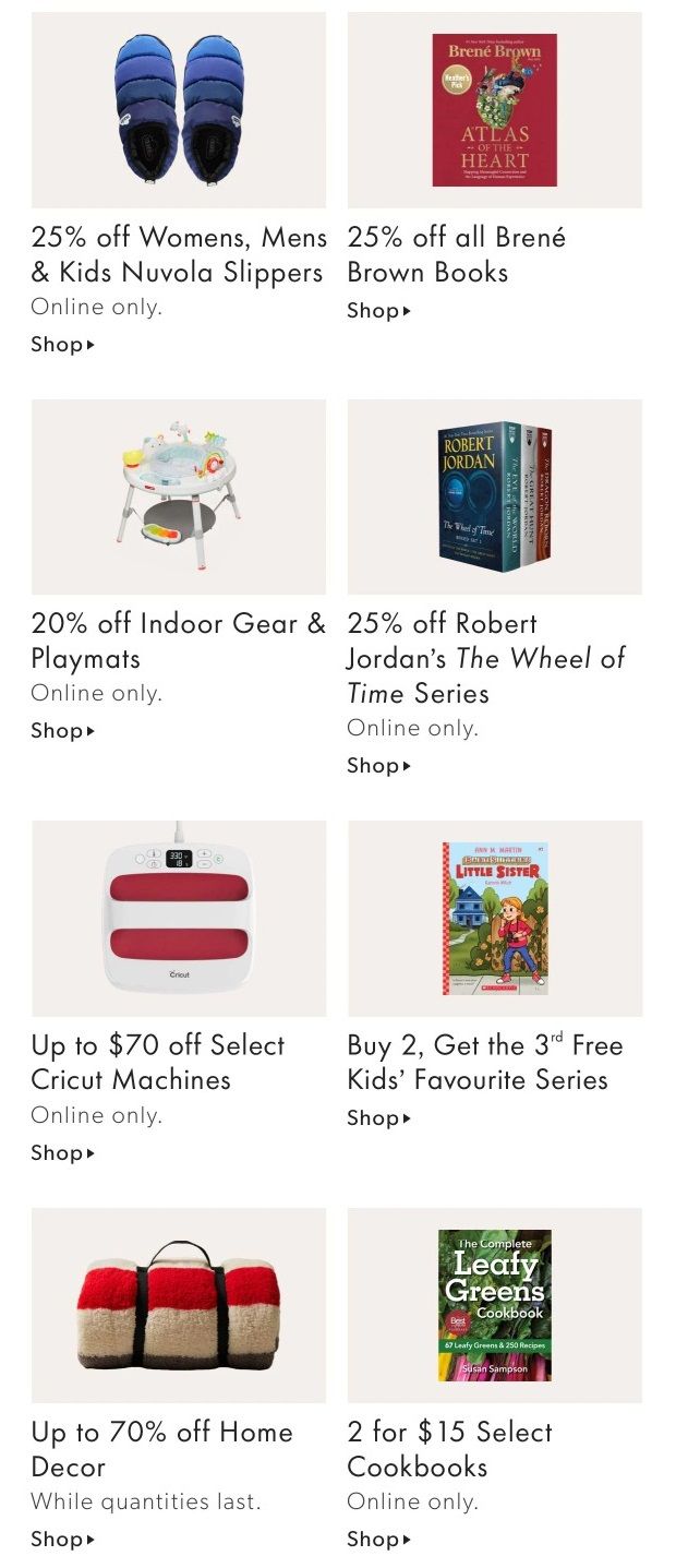 Chapters Indigo Online Deals of the Week January 24 to 30