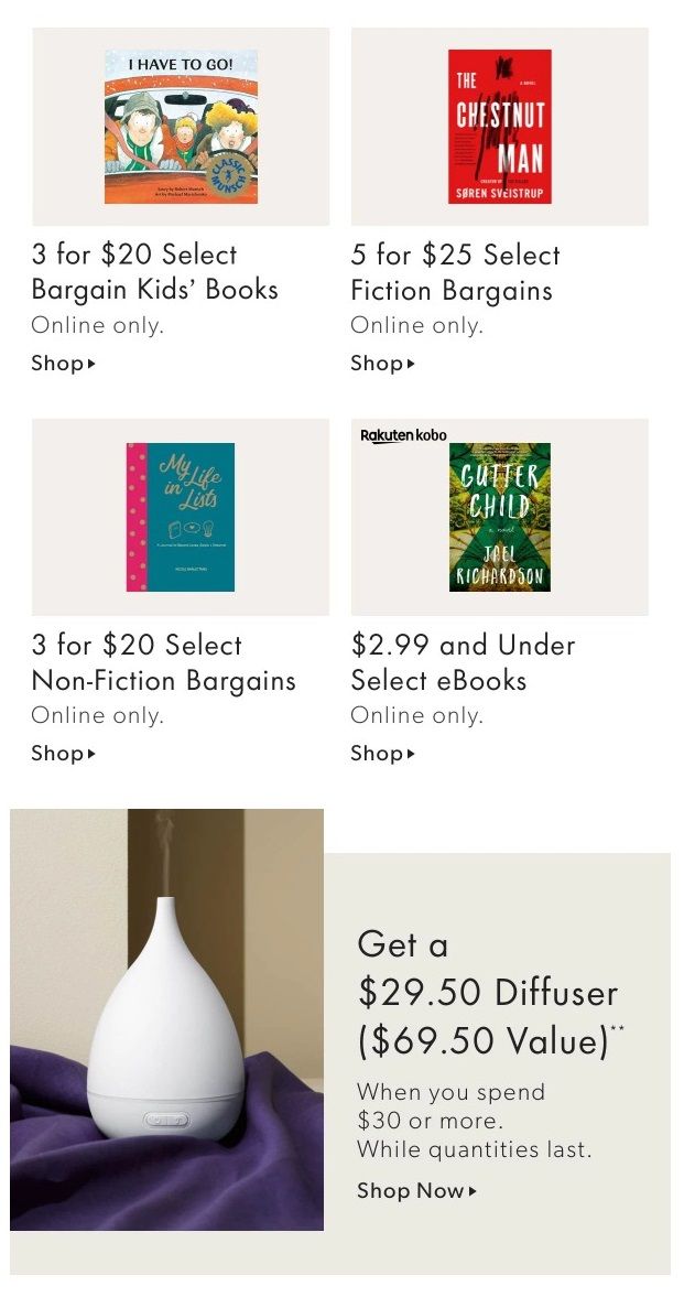 Chapters Indigo Online Deals of the Week January 24 to 30