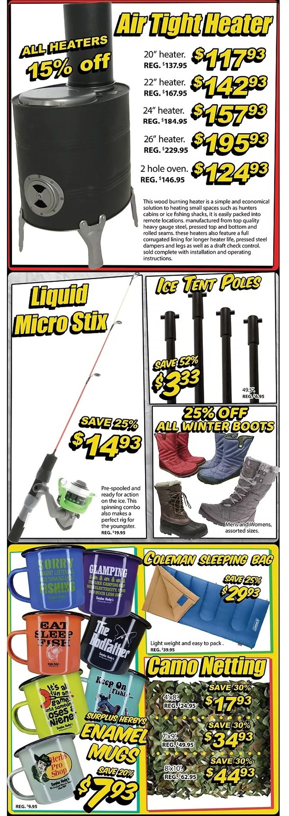 Surplus Herby's Year End Sale Flyer January 29