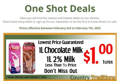 Country Traditions One-Shot Deals Flyer February 3 to 7