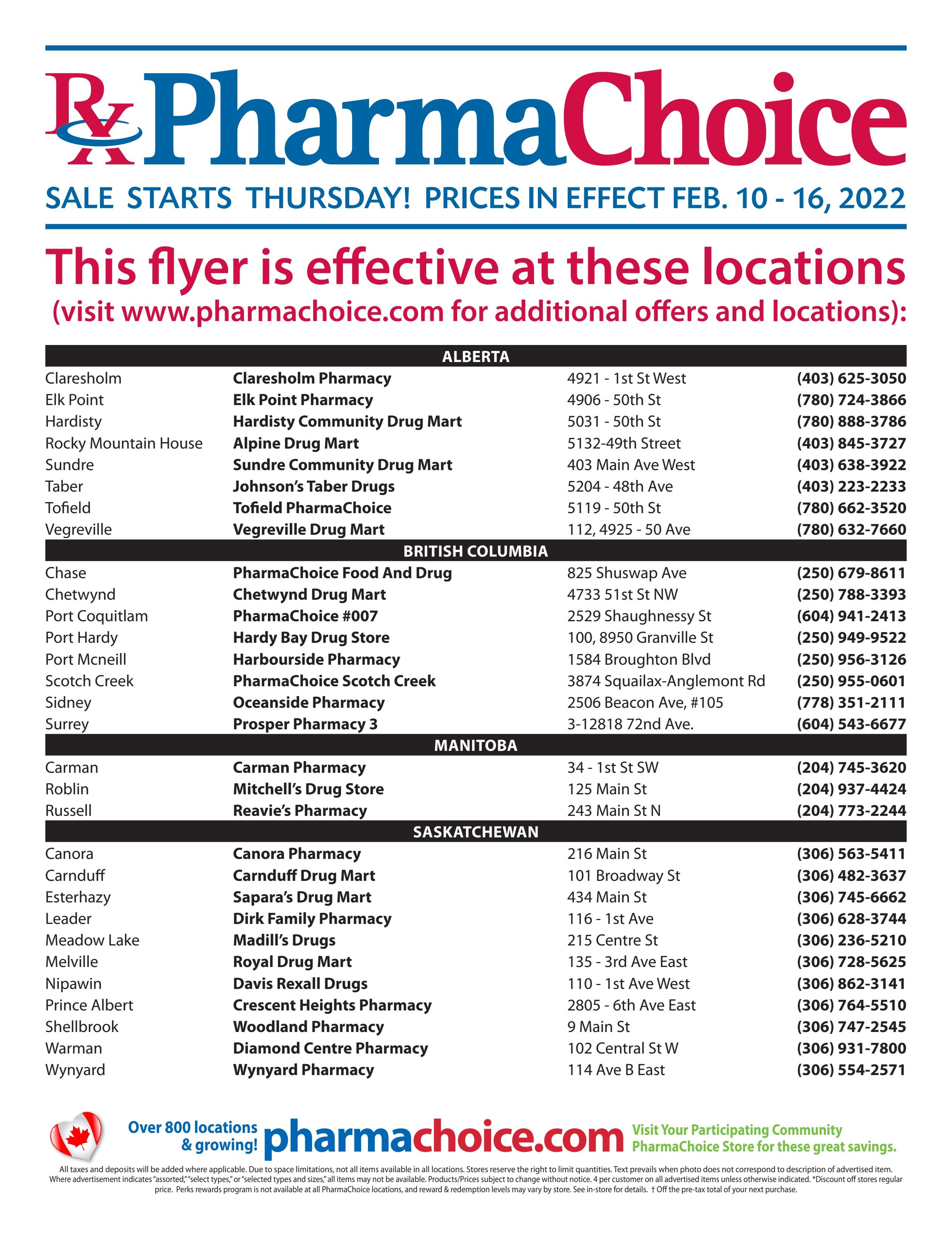 PharmaChoice (BC, AB, SK & MB) Flyer February 10 to 16