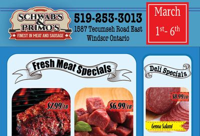 Schwab's & Primo's Flyer March 1 to 6