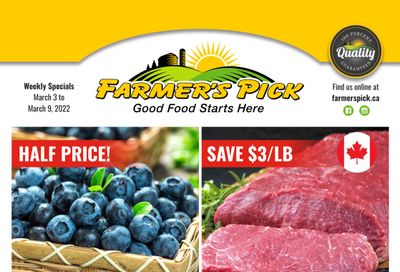 Farmer's Pick Flyer March 3 to 9