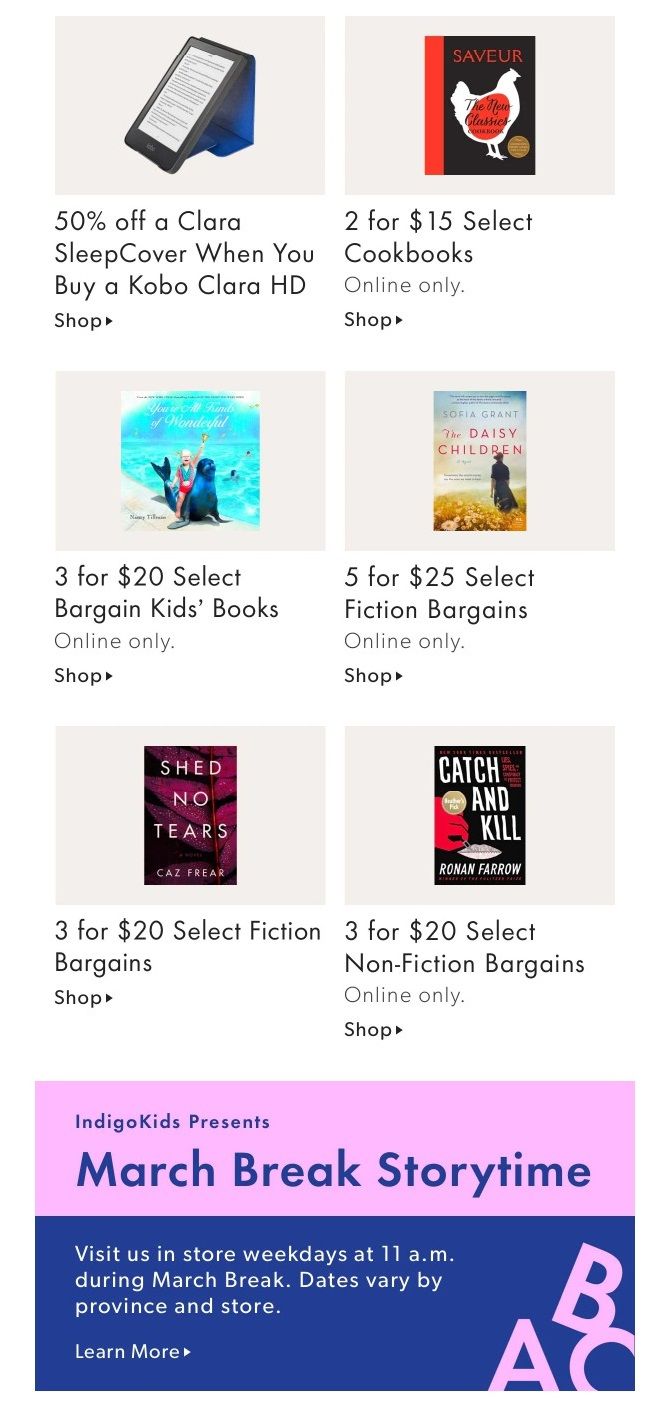 Chapters Indigo Online Deals of the Week March 14 to 20