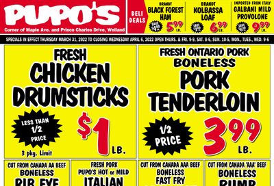 Pupo's Food Market Flyer March 31 to April 6