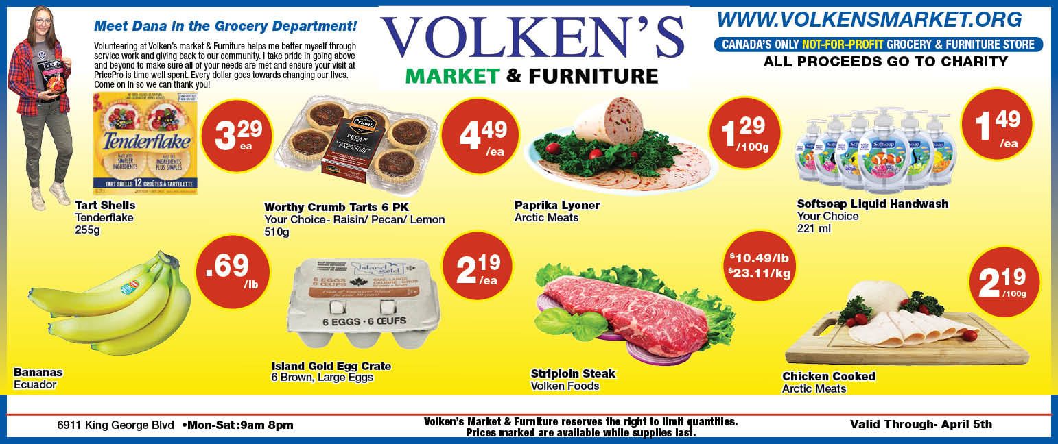 Volken's Market & Furniture Flyer March 30 to April 5