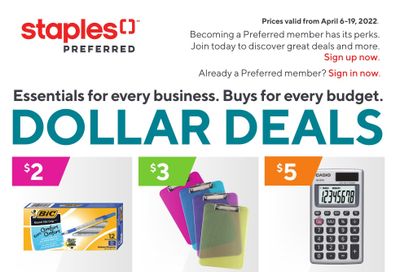 Staples Dollar Deals Flyer April 6 to 19