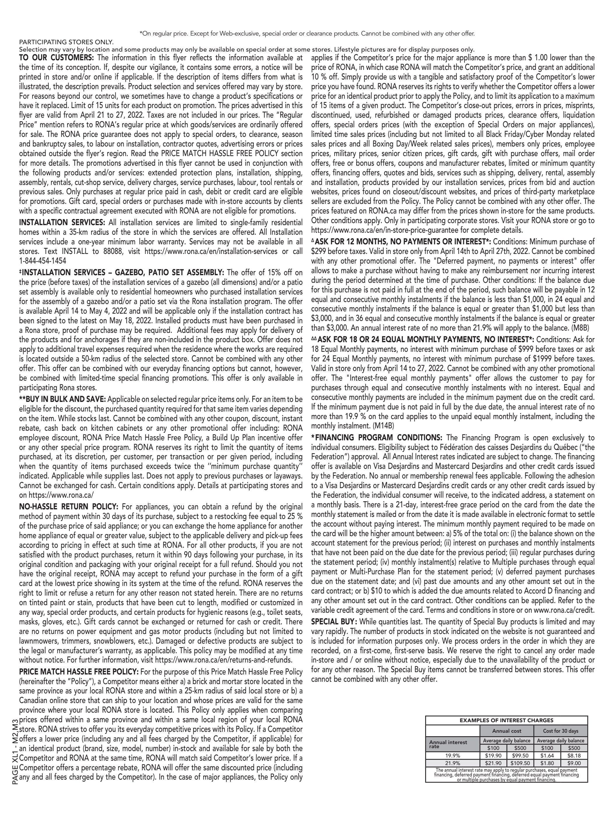 Rona (Atlantic) Flyer April 21 to 27
