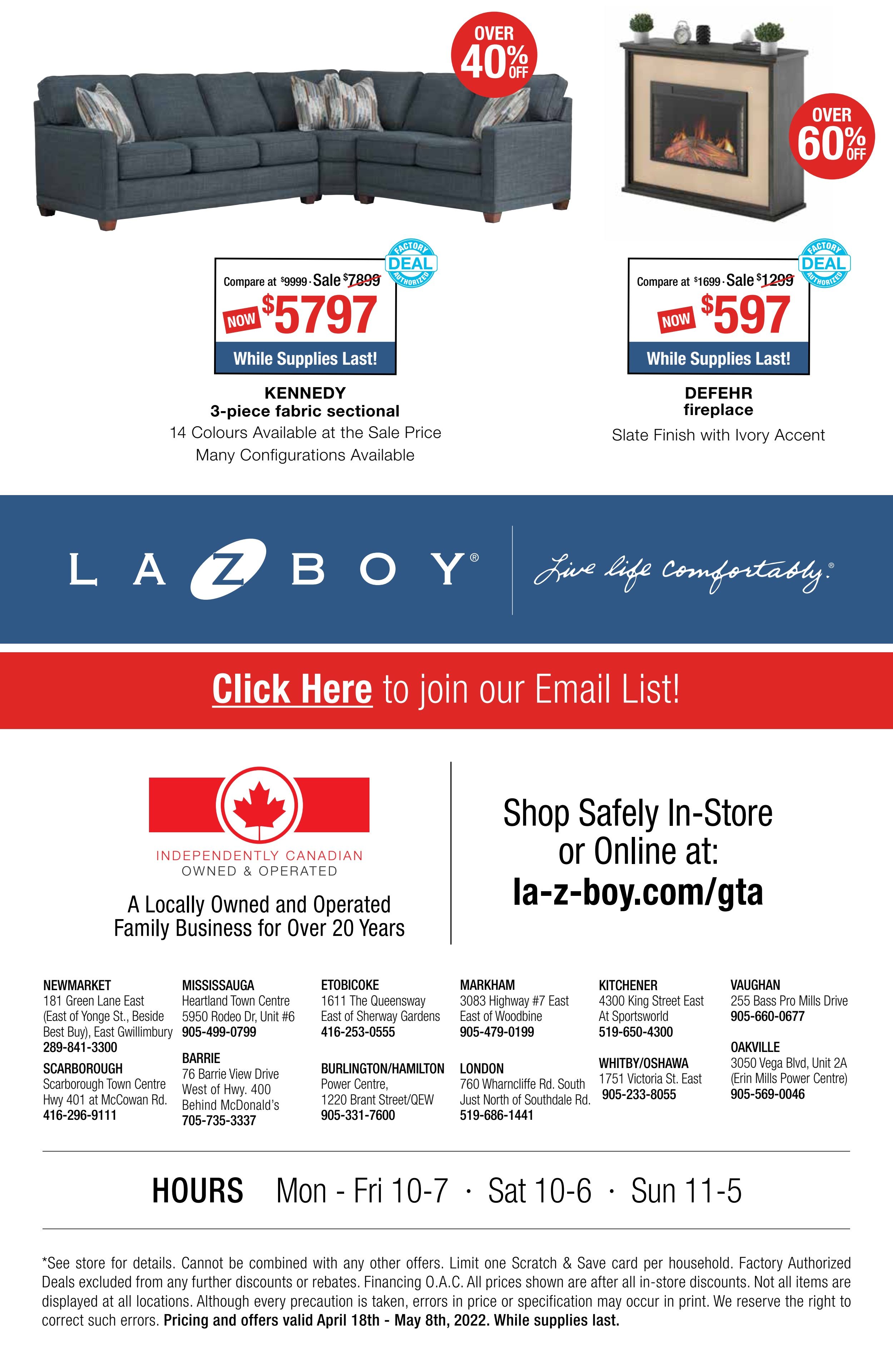 La-Z-Boy (GTA) Flyer April 18 to May 8