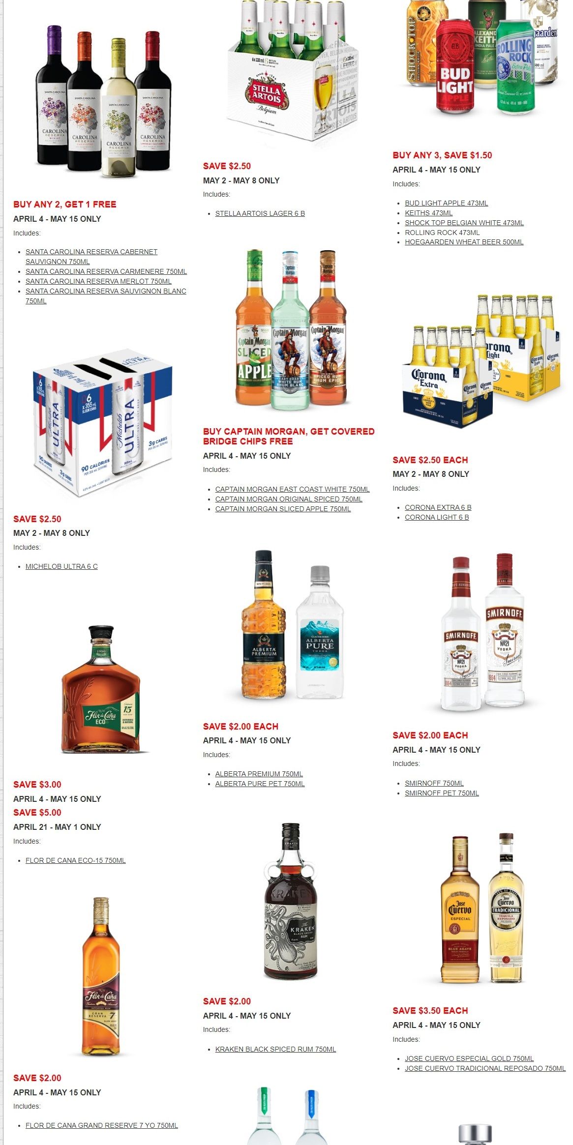 Alcool NB Liquor Hot Deals April 4 to May 15