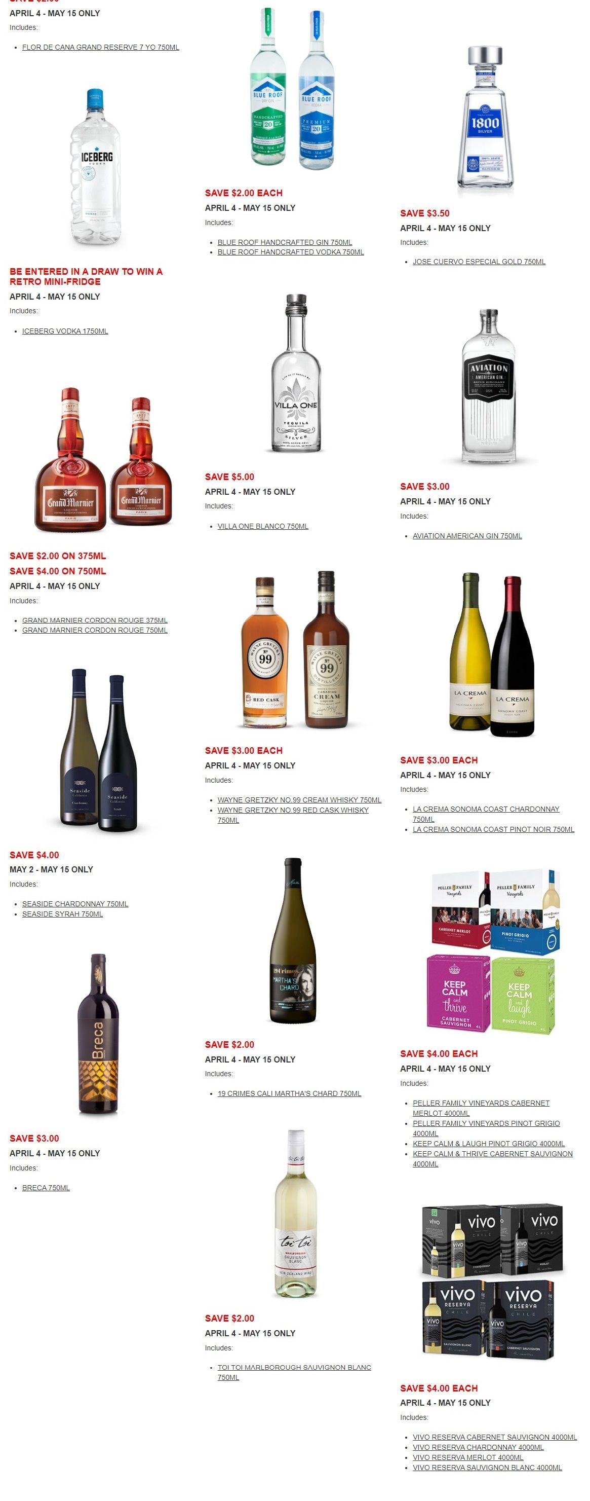 Alcool NB Liquor Hot Deals April 4 to May 15