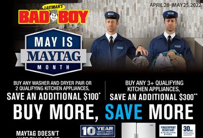 Lastman's Bad Boy May is Maytag Month Flyer April 28 to May 25