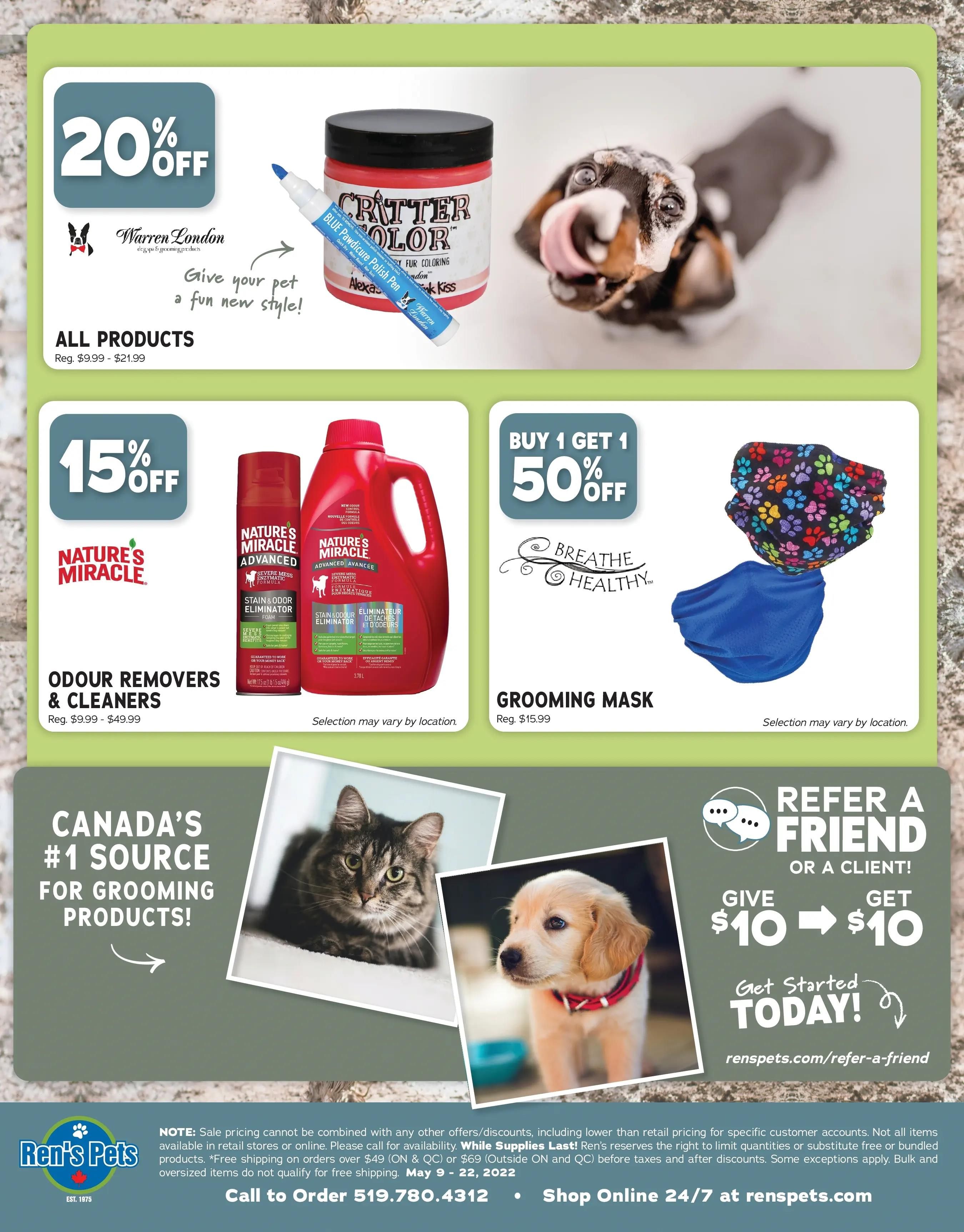 Ren's Pets Depot Muddy Paws Grooming Sale Flyer May 9 to 22