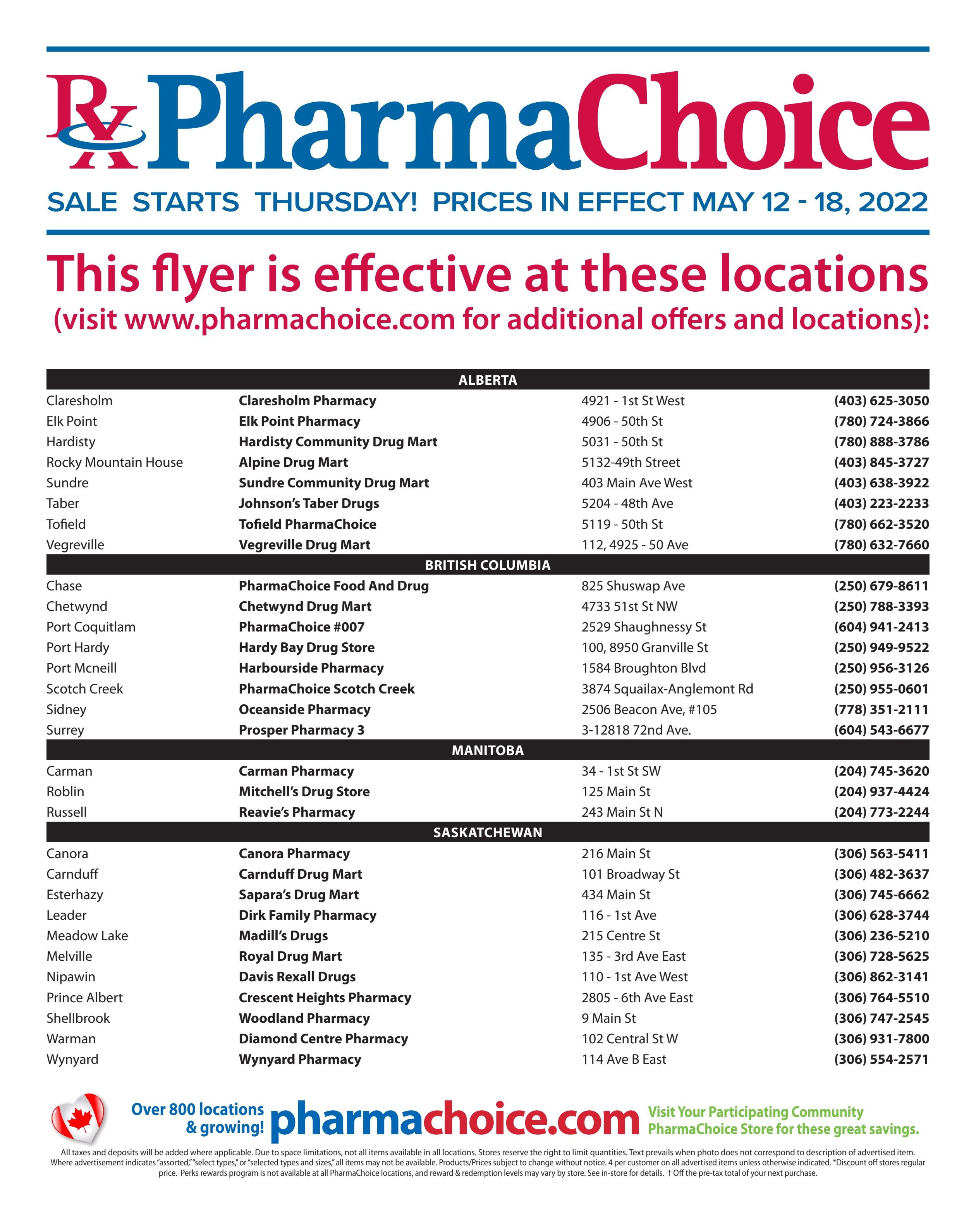 PharmaChoice (BC, AB, SK & MB) Flyer May 12 to 18