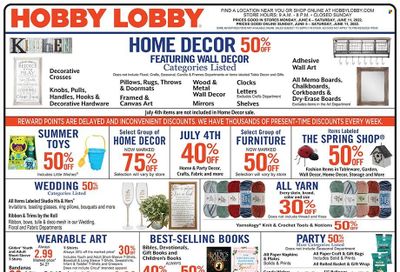Hobby Lobby Weekly Ad Flyer June 5 to June 12