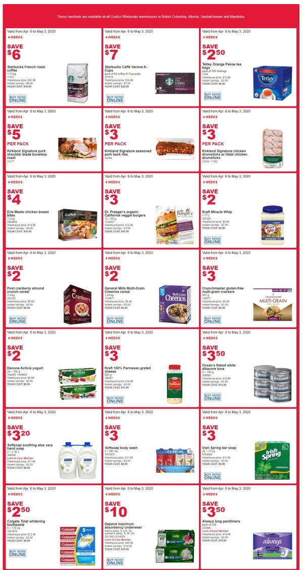 Costco (BC, AB, SK & MB) Weekly Savings April 6 to May 3