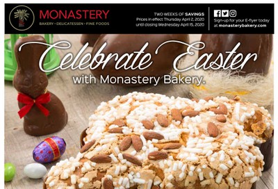 Monastery Bakery Flyer April 2 to 15