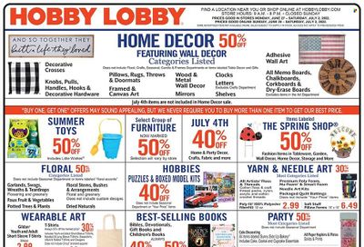 Hobby Lobby Weekly Ad Flyer June 27 to July 4