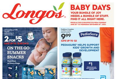 Longo's Baby Days Flyer June 30 to September 28