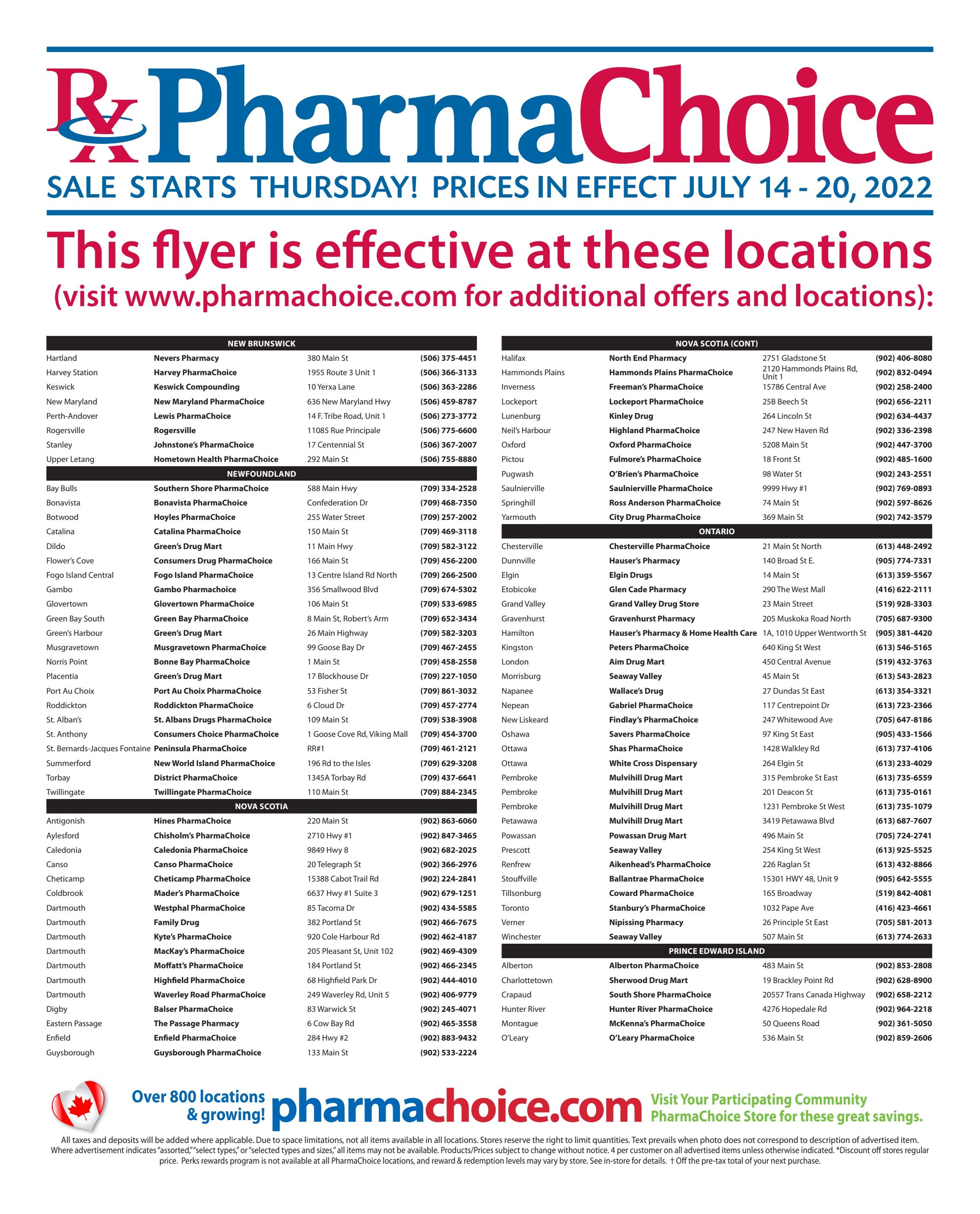 PharmaChoice (ON & Atlantic) Flyer July 14 to 20