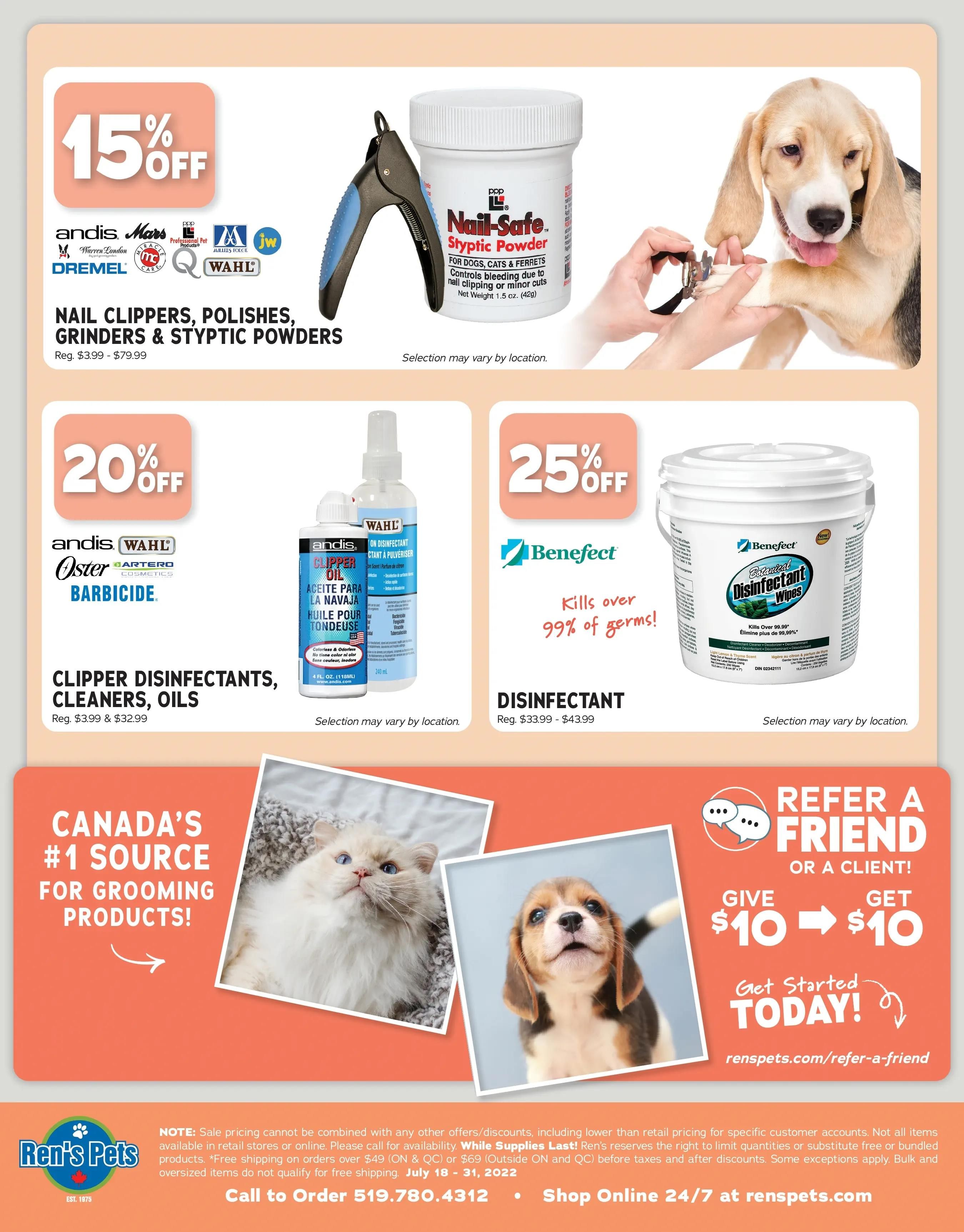Ren's Pets Depot Sudzin' Grooming Sale Flyer July 18 to 31