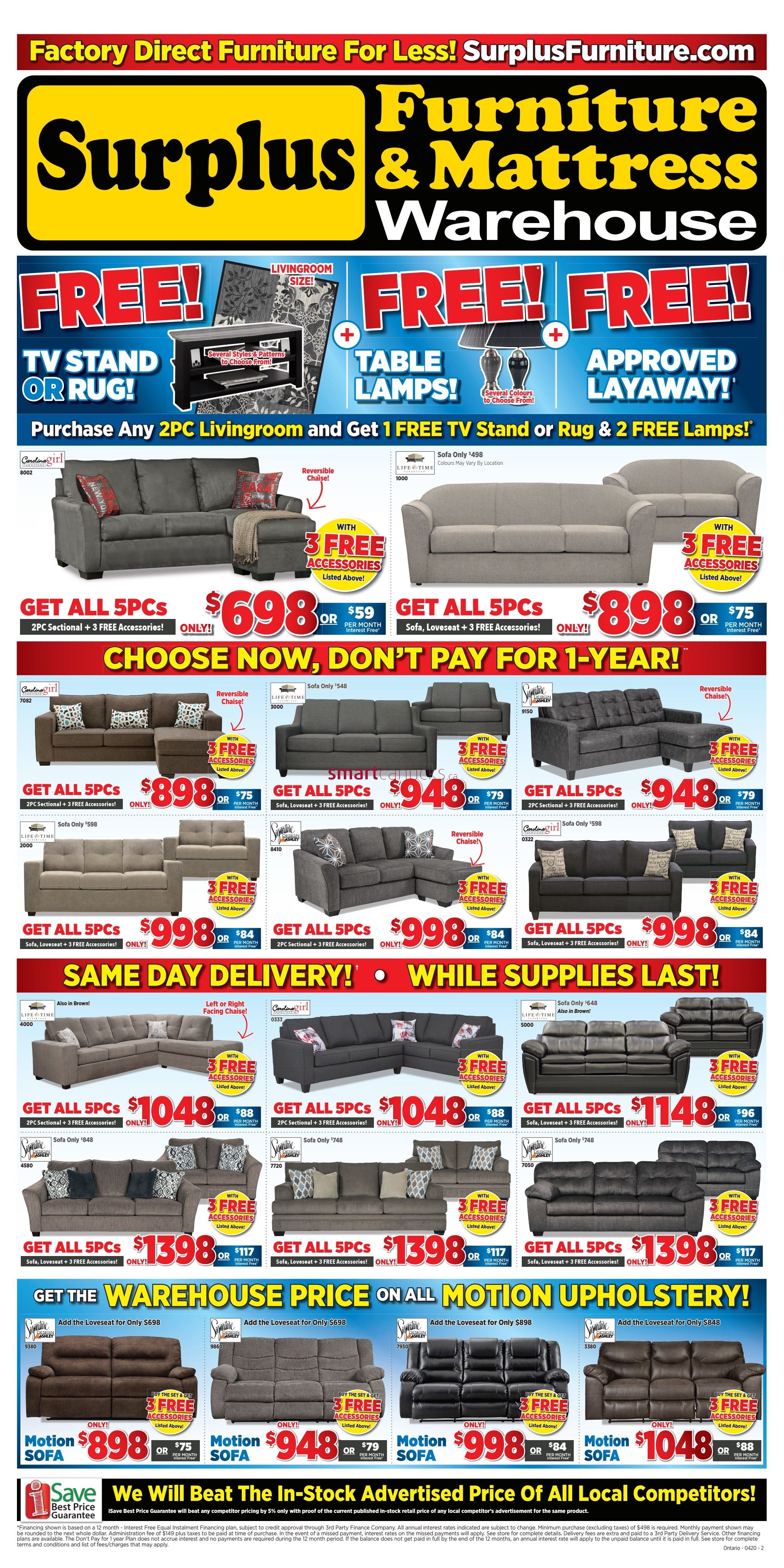 Surplus Furniture Mattress Warehouse Kitchener Flyer April 7 To May 4