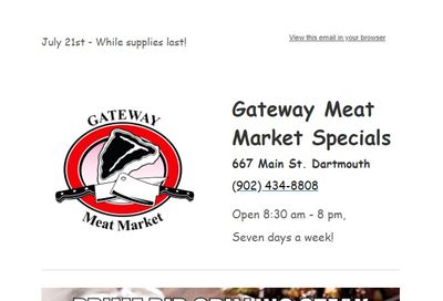 Gateway Meat Market Flyer July 21 to 27
