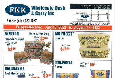 FKK Wholesale Cash & Carry Flyer July 18 to August 13