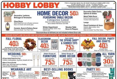 Hobby Lobby Weekly Ad Flyer July 31 to August 7