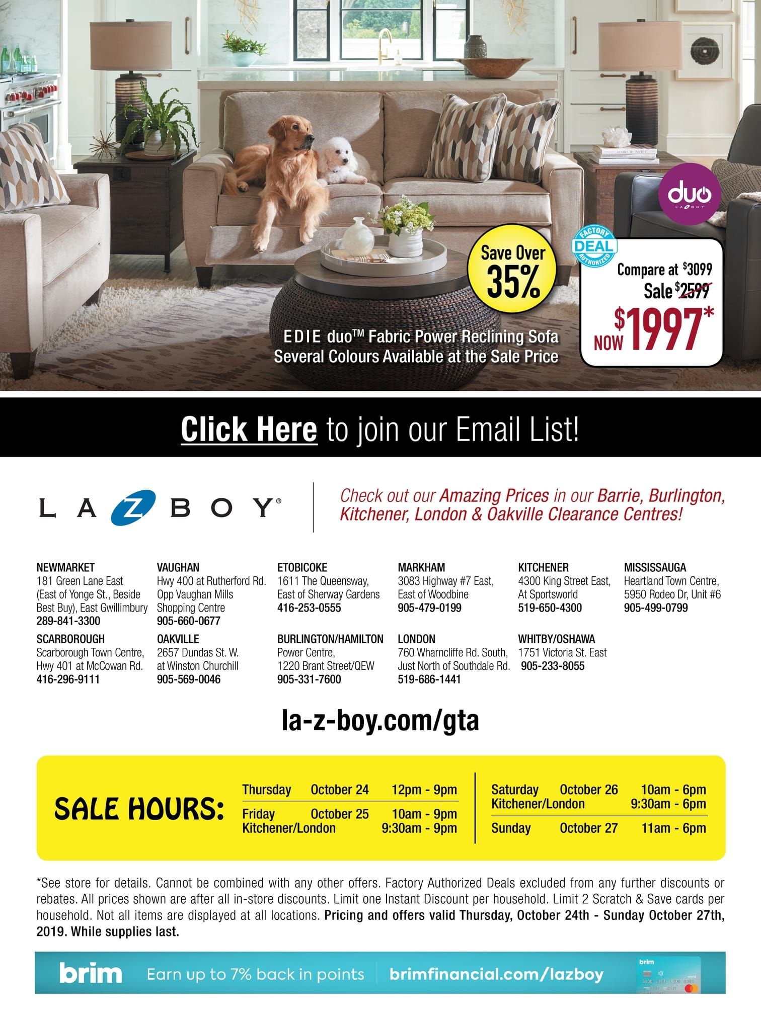 La-Z-Boy (GTA) Moonlight Madness Flyer October 24 to 27