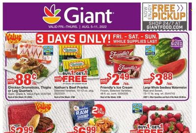 Giant Food (DE, MD, VA) Weekly Ad Flyer Specials August 5 to August 11, 2022