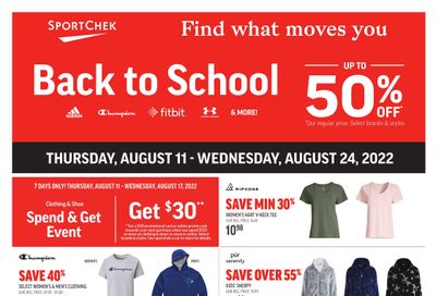 Sport Chek Back to School Flyer August 11 to 24