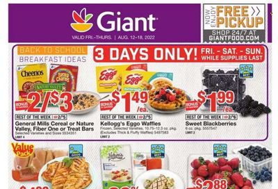 Giant Food (DE, MD, VA) Weekly Ad Flyer Specials August 12 to August 18, 2022