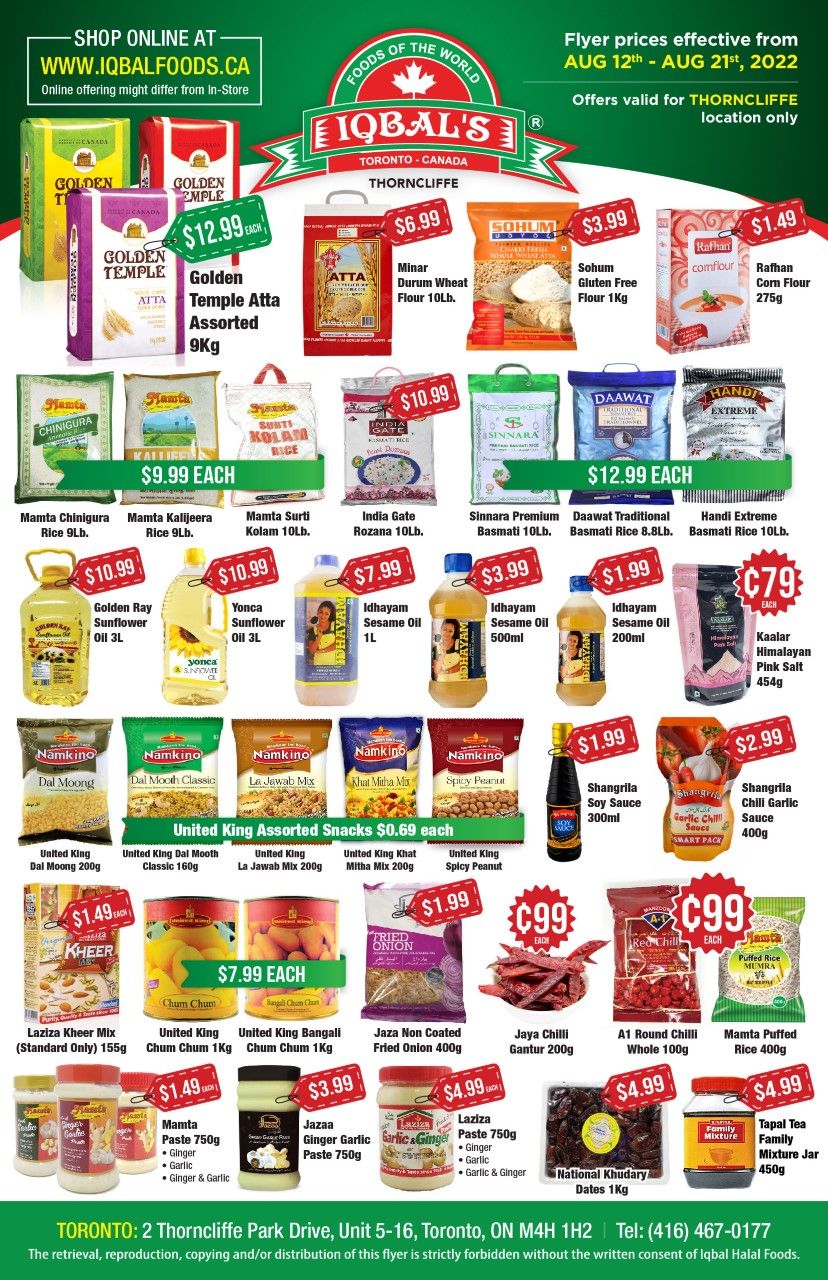 Iqbal Foods (Toronto) Flyer August 12 to 21