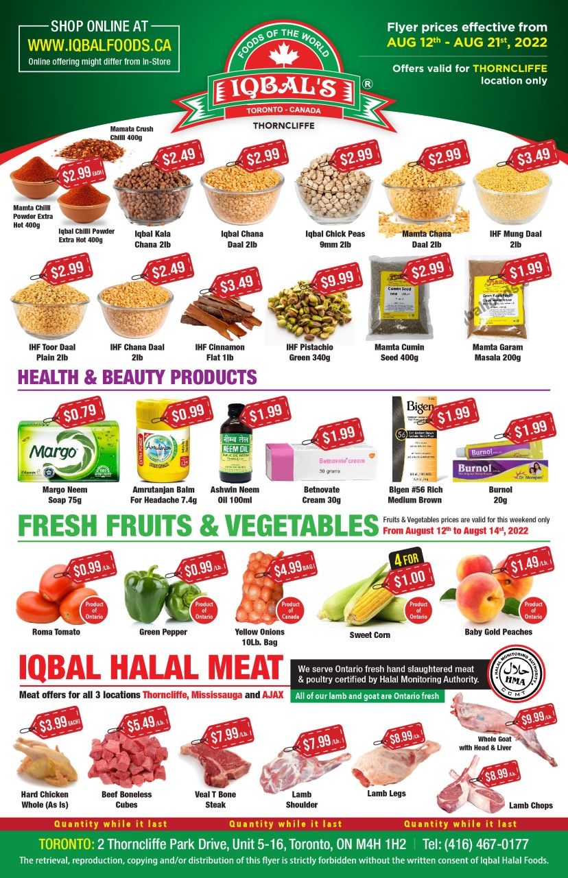 Iqbal Foods (Toronto) Flyer August 12 to 21