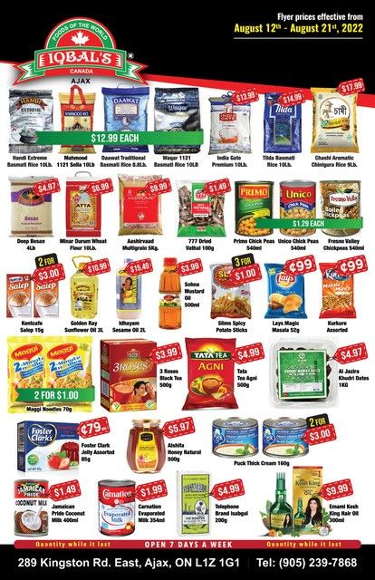 Iqbal Foods (Ajax) Flyer August 12 to 21