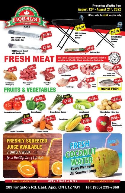 Iqbal Foods (Ajax) Flyer August 12 to 21