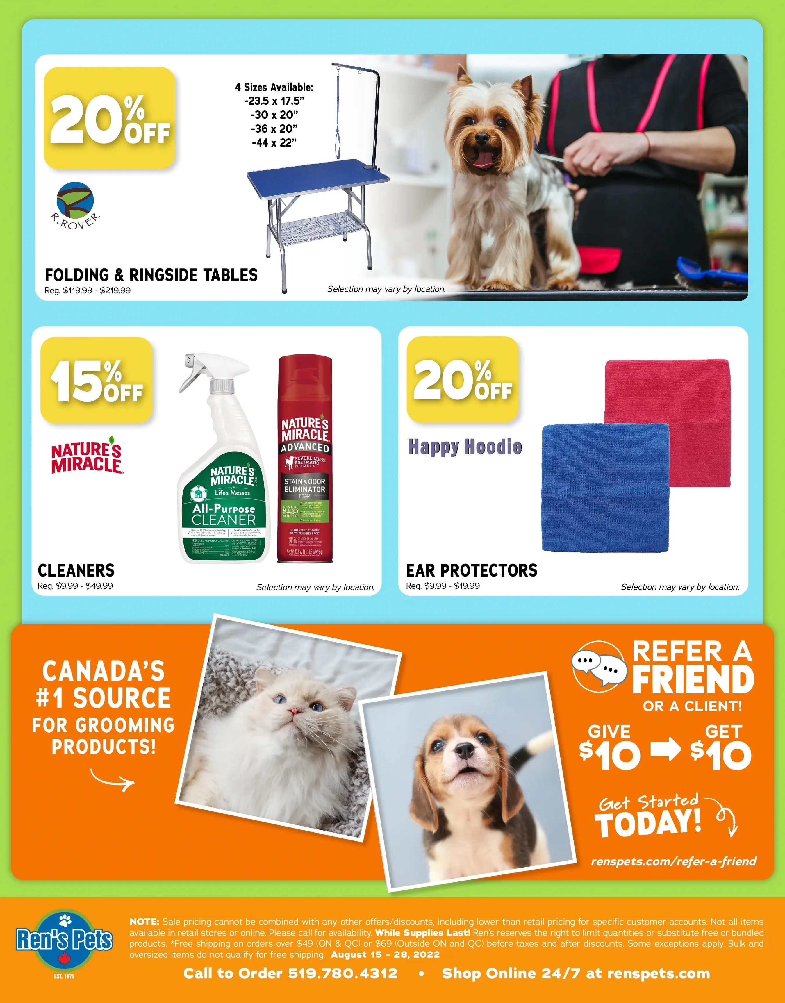 Ren's Pets Depot Top knot Grooming Sale Flyer August 15 to 28