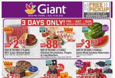 Giant Food (DE, MD, VA) Weekly Ad Flyer Specials August 19 to August 25, 2022